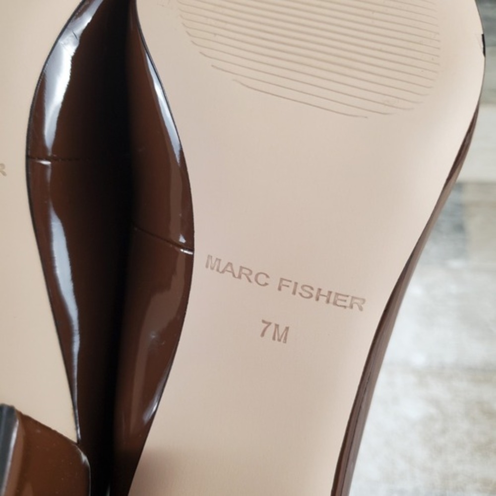 Marc Fisher Caitlin Womens Pumps Sz 7 M Dark Brown Patent Leather Pointed Toe - Picture 7 of 12